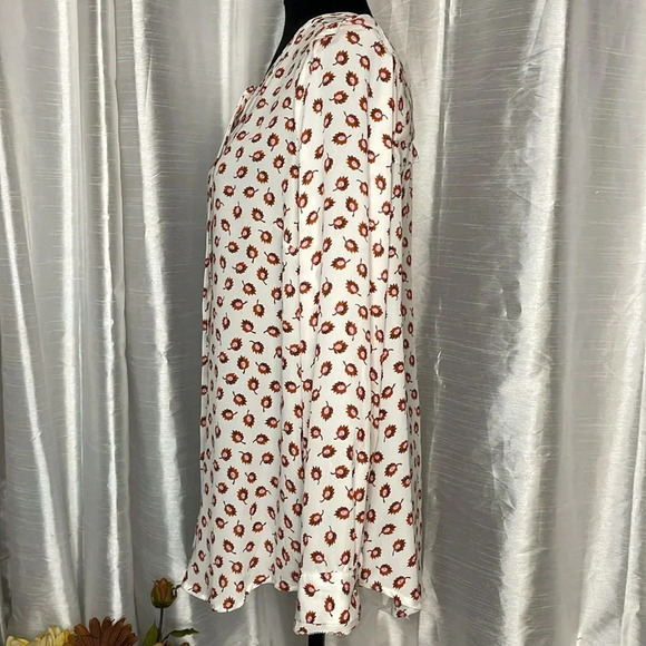 Liz Claiborne Career Women’s Large Button Down Long Sleeve Leaf Print Blouse - Picture 5 of 9